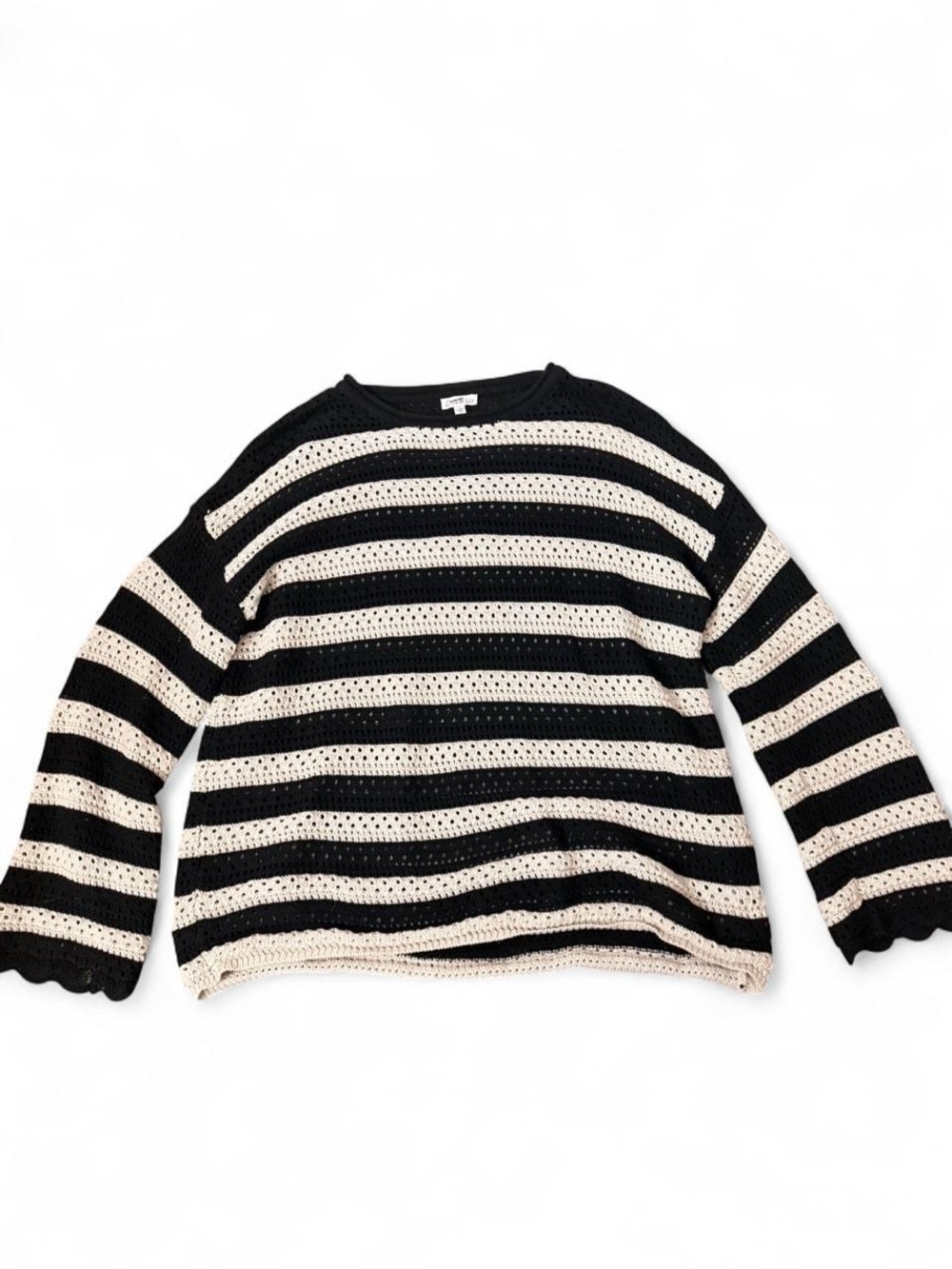 Striped Black and Cream Knit Sweater